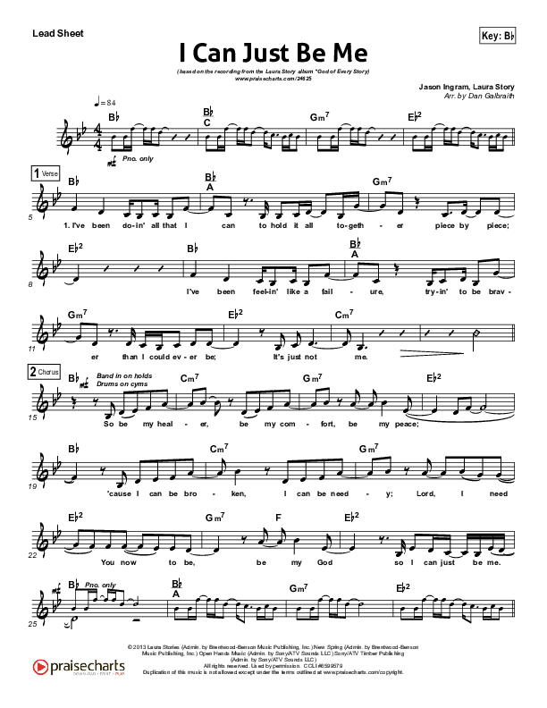 I Can Just Be Me Lead Sheet (Laura Story)