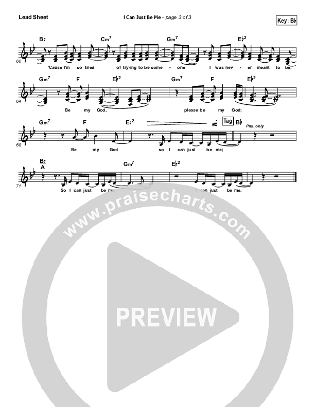 I Can Just Be Me Lead Sheet (Laura Story)