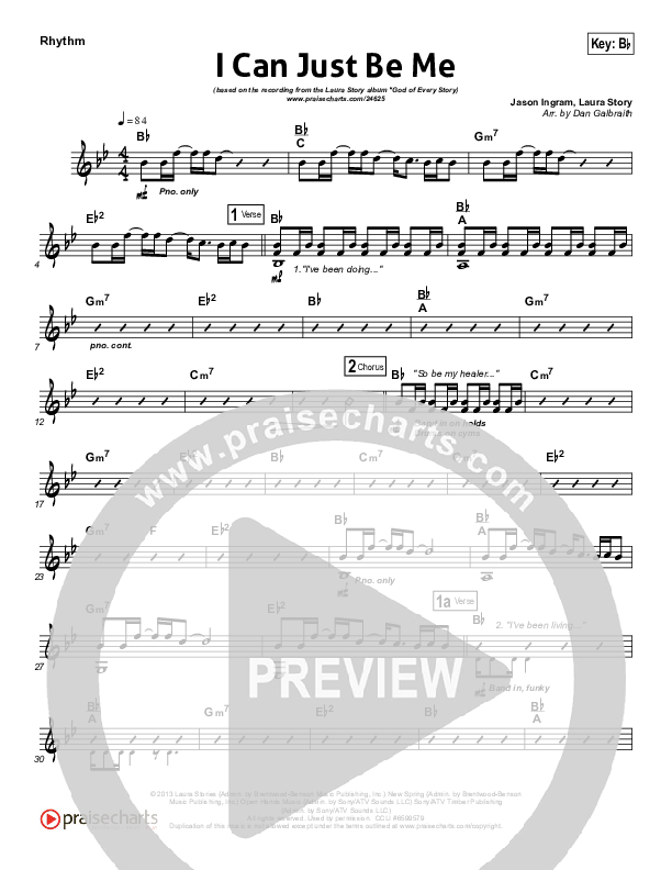 I Can Just Be Me Rhythm Chart (Laura Story)