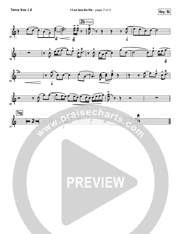 I Can Just Be Me Tenor Sax 1/2 (Laura Story)