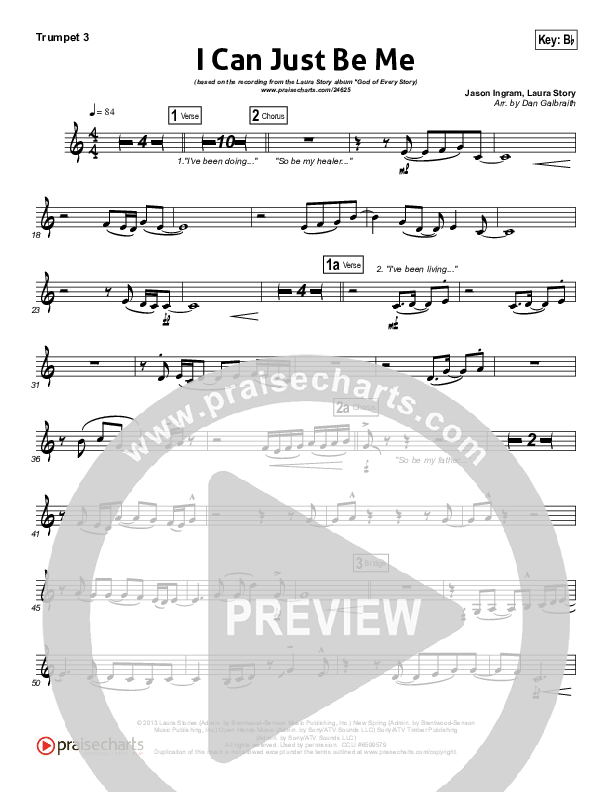 I Can Just Be Me Trumpet 3 (Laura Story)
