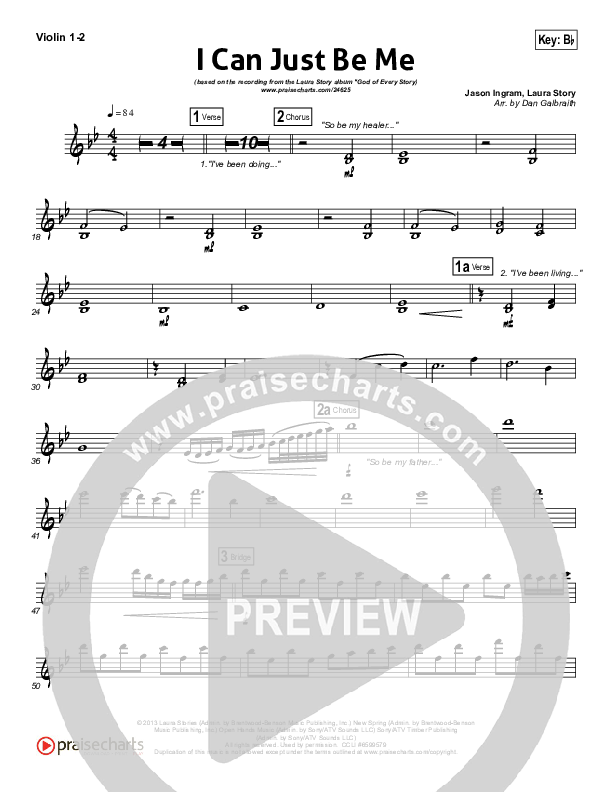 I Can Just Be Me Violin 1/2 (Laura Story)