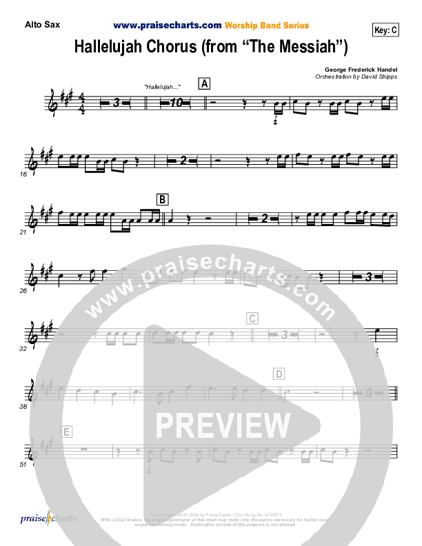Hallelujah Chorus Alto Sax ( / Traditional Carol / PraiseCharts)