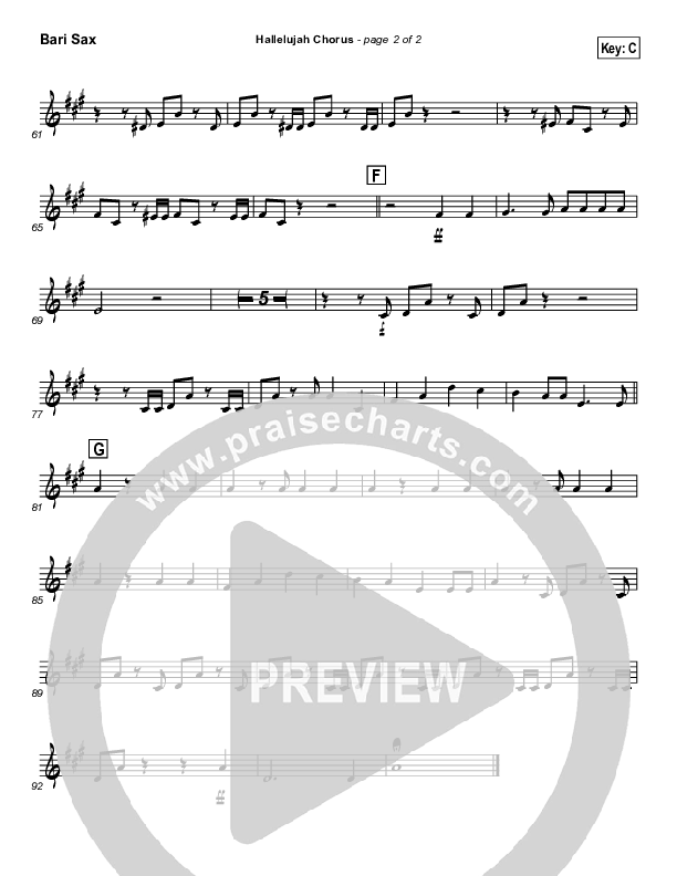Hallelujah Chorus Bari Sax ( / Traditional Carol / PraiseCharts)