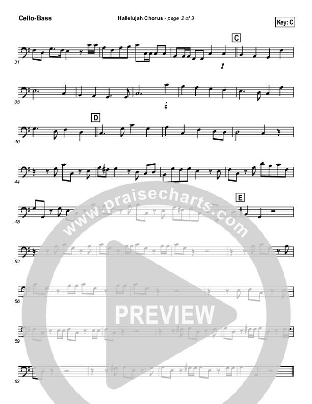 Hallelujah Chorus Cello/Bass ( / Traditional Carol / PraiseCharts)