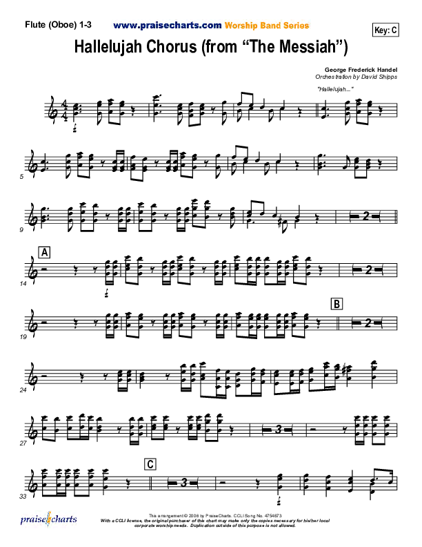 Hallelujah Chorus Flute/Oboe 1/2/3 ( / Traditional Carol / PraiseCharts)