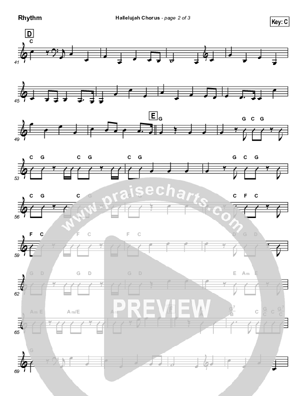 Hallelujah Chorus Rhythm Chart ( / Traditional Carol / PraiseCharts)