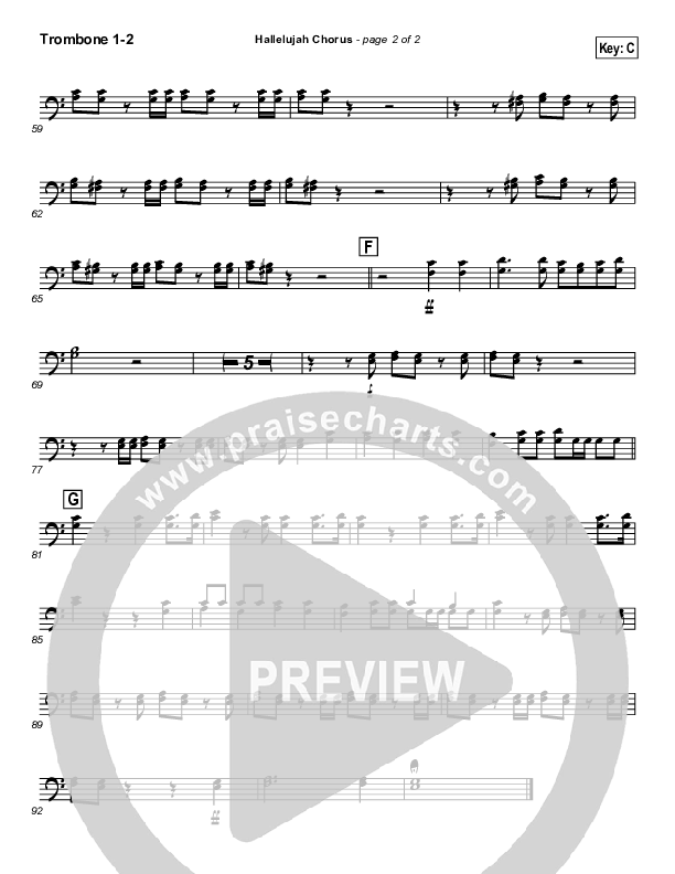 Hallelujah Chorus Trombone 1/2 ( / Traditional Carol / PraiseCharts)