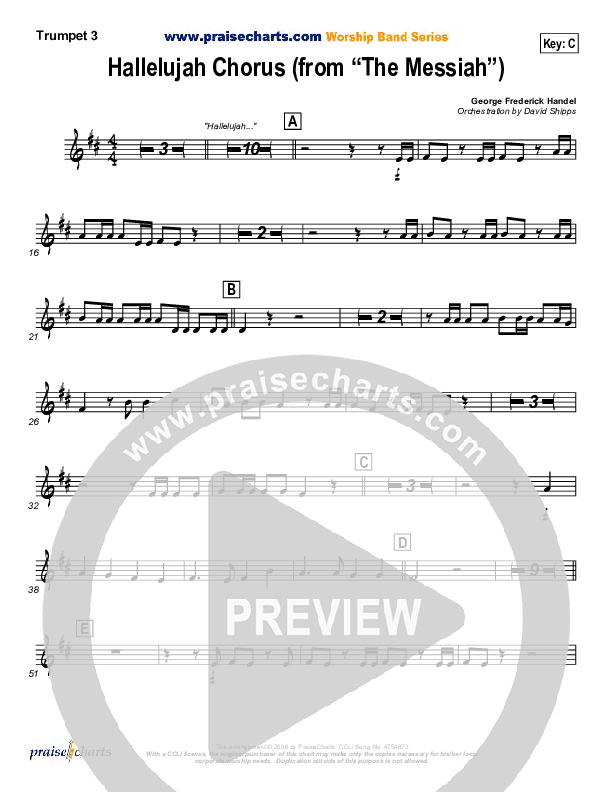 Hallelujah Chorus Trumpet 3 ( / Traditional Carol / PraiseCharts)