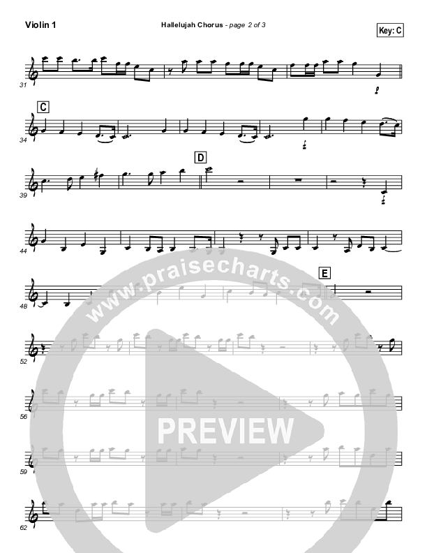Hallelujah Chorus Violin 1 ( / Traditional Carol / PraiseCharts)
