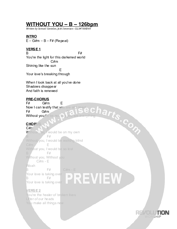 Without You Chords & Lyrics (Revolution Worship)