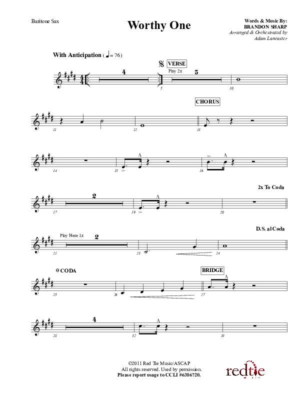 Worthy One Bari Sax (Red Tie Music)