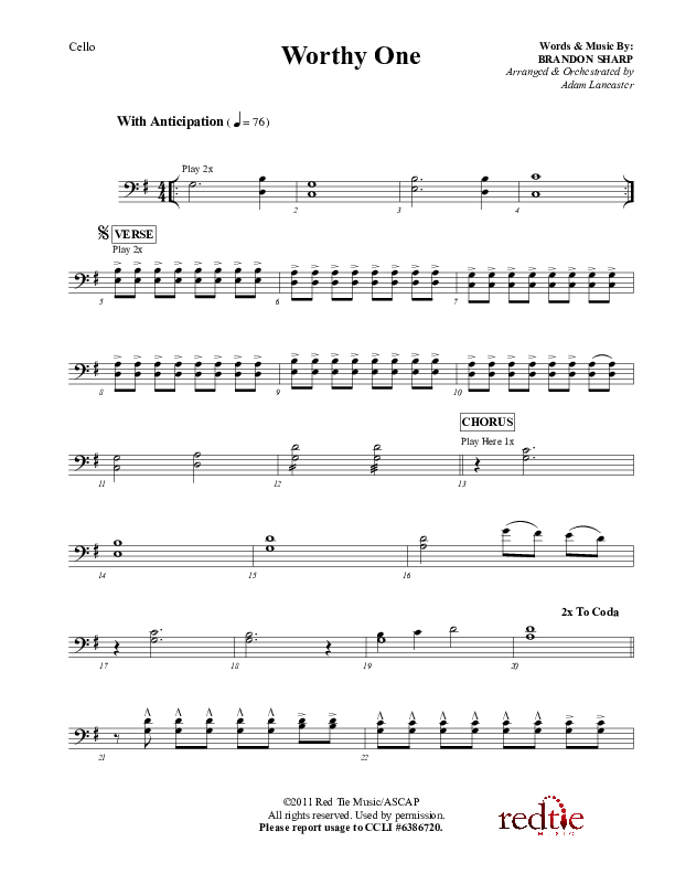 Worthy One Cello (Red Tie Music)