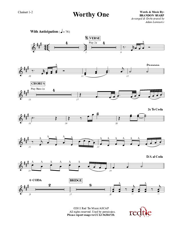 Worthy One Clarinet 1/2 (Red Tie Music)