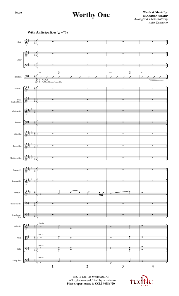 Worthy One Conductor's Score (Red Tie Music)