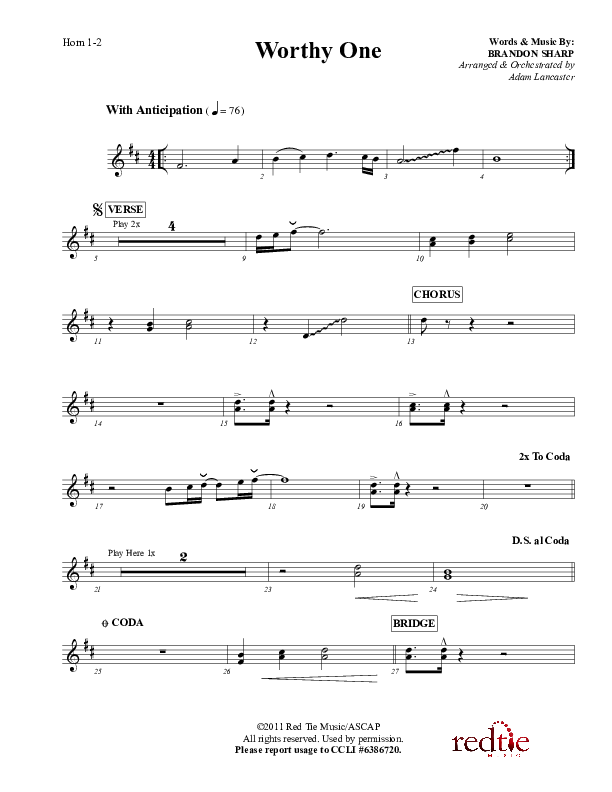 Worthy One French Horn 1/2 (Red Tie Music)