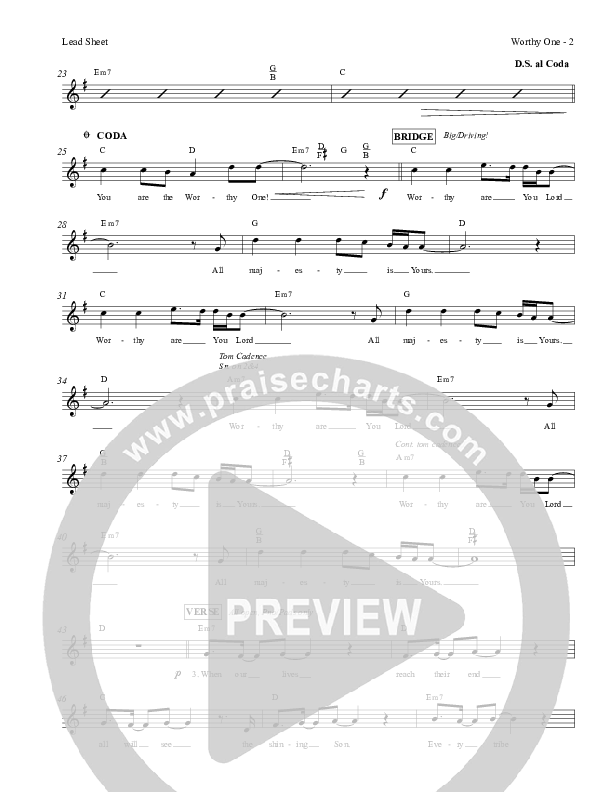 Worthy One Lead Sheet (Red Tie Music)