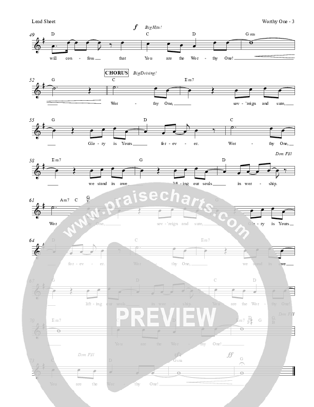 Worthy One Lead Sheet (Red Tie Music)