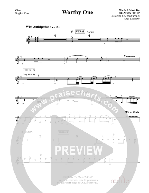 Worthy One Oboe (Red Tie Music)