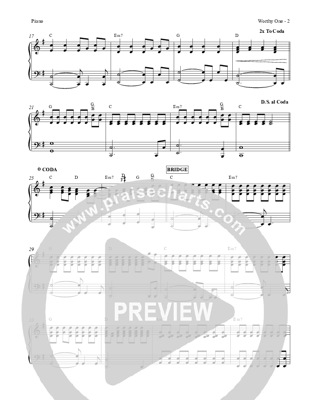 Worthy One Piano Sheet (Red Tie Music)