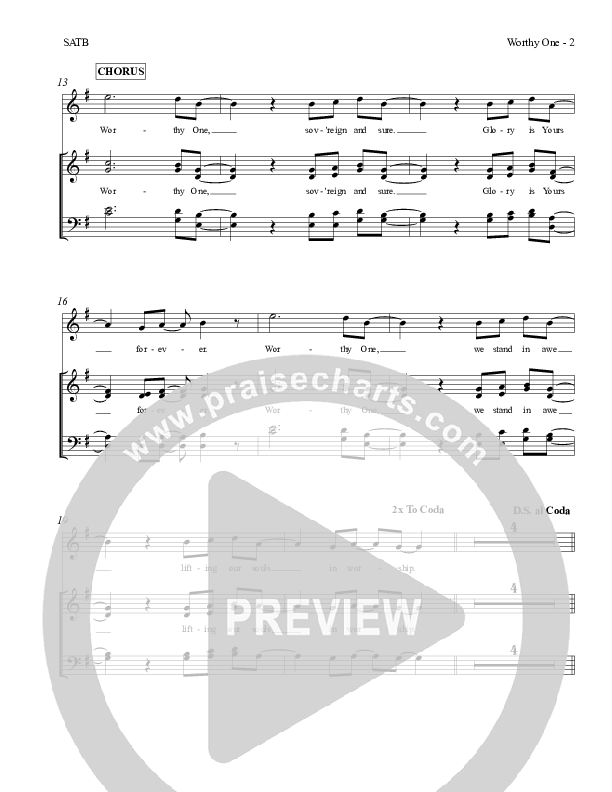 Worthy One Piano/Vocal (SATB) (Red Tie Music)
