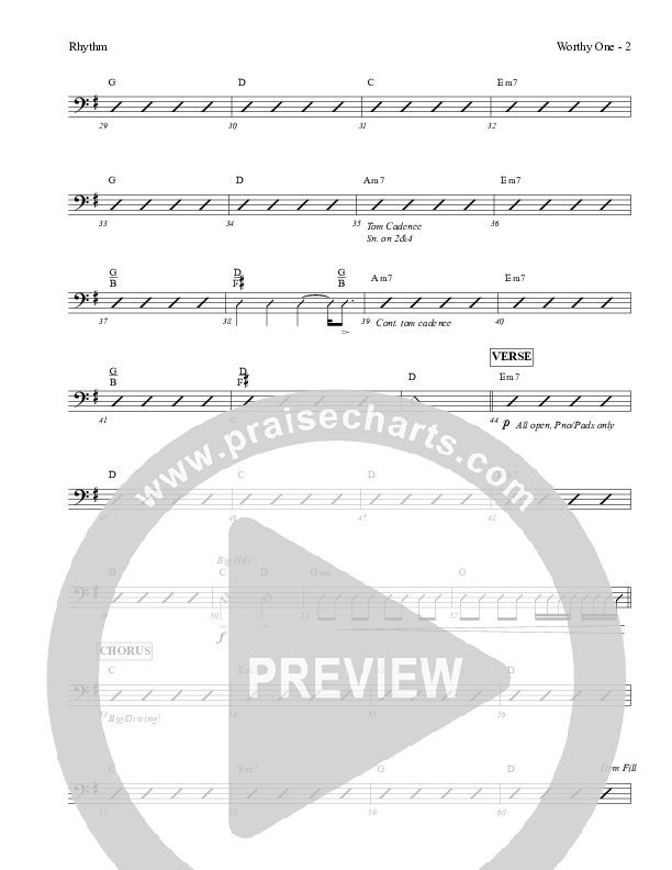 Worthy One Rhythm Chart (Red Tie Music)