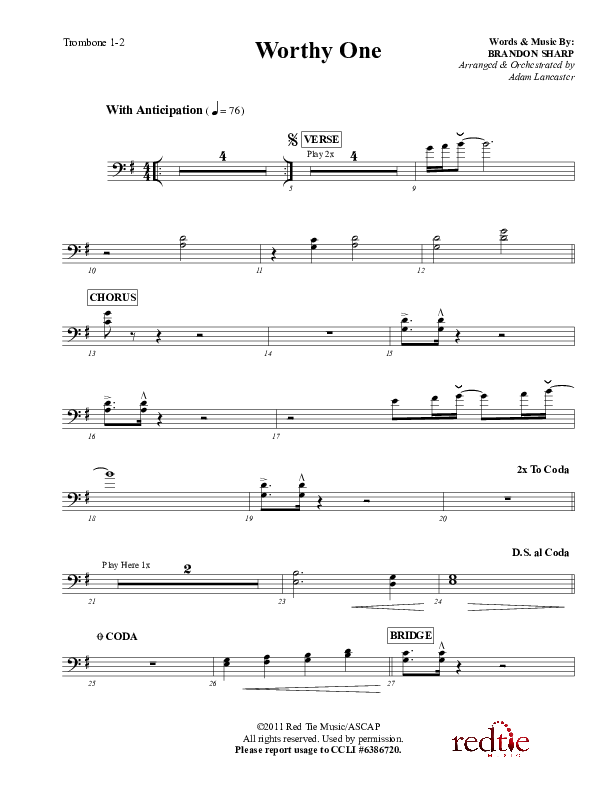 Worthy One Trombone 1/2 (Red Tie Music)
