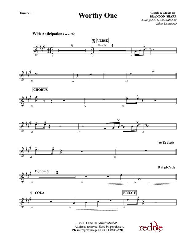 Worthy One Trumpet 1 (Red Tie Music)