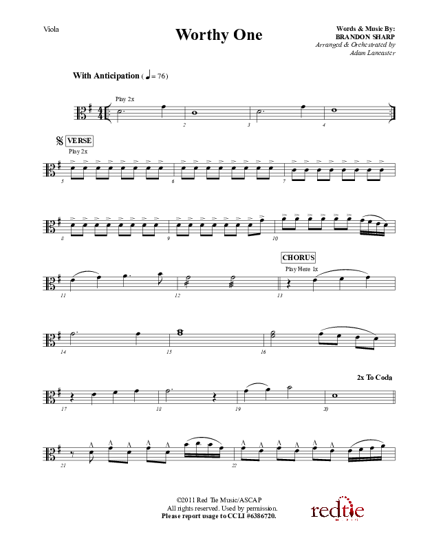 Worthy One Viola (Red Tie Music)