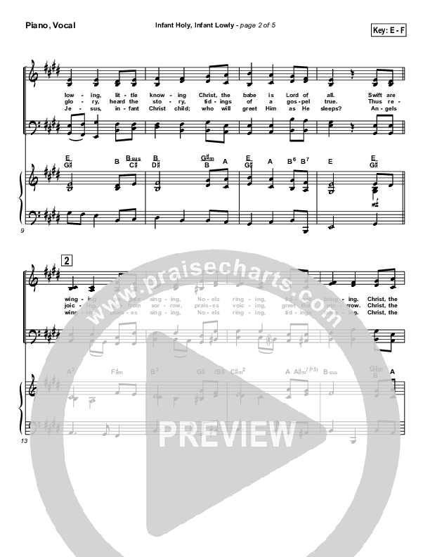 Infant Holy Infant Lowly Piano/Vocal & Lead ( / Traditional Carol / PraiseCharts)