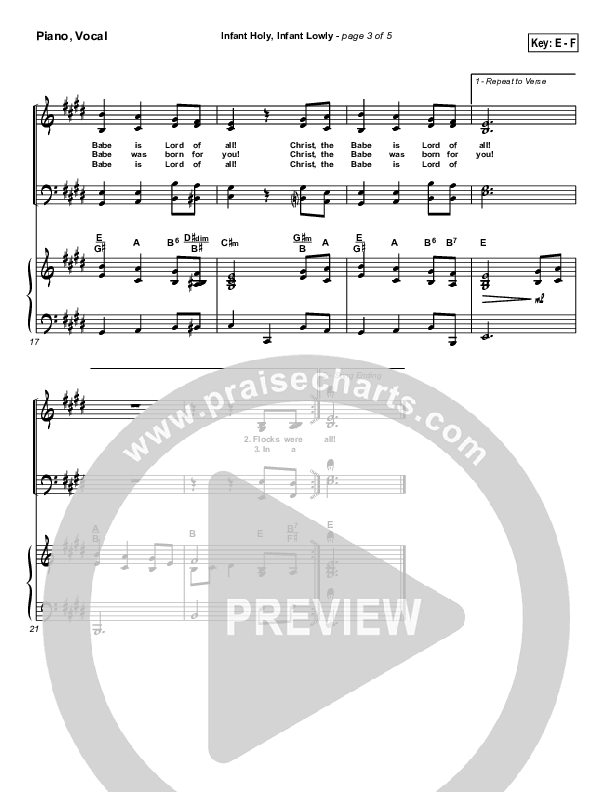 Infant Holy Infant Lowly Piano/Vocal ( / Traditional Carol / PraiseCharts)
