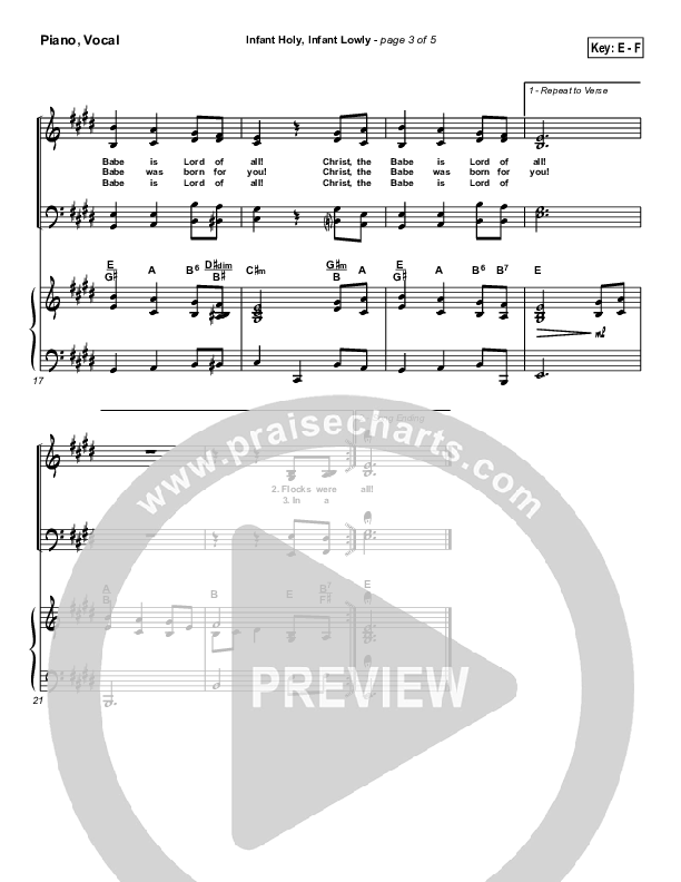 Infant Holy Infant Lowly Piano/Vocal & Lead ( / Traditional Carol / PraiseCharts)