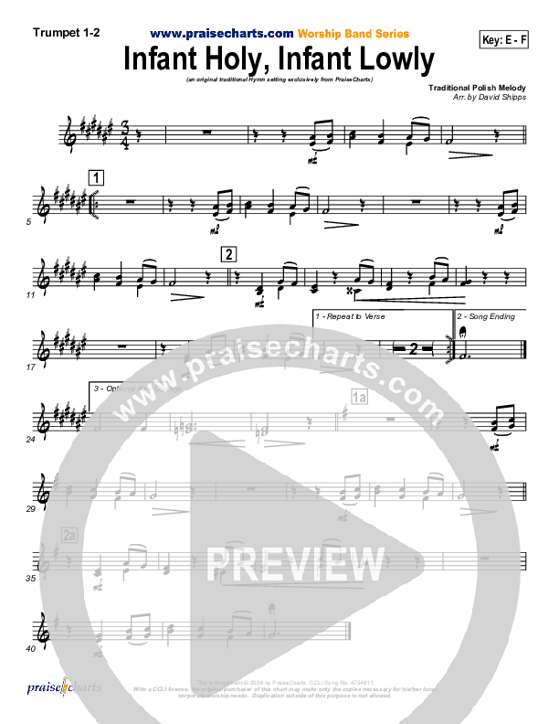 Infant Holy Infant Lowly Trumpet 1,2 ( / Traditional Carol / PraiseCharts)