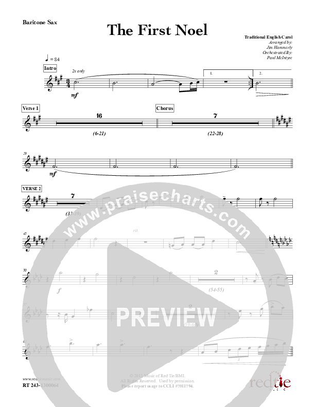 The First Noel Bari Sax (Red Tie Music)