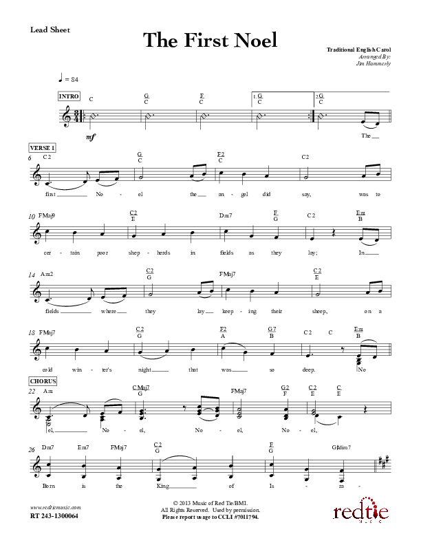 The First Noel Lead Sheet (Red Tie Music)
