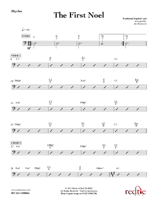 The First Noel Rhythm Chart (Red Tie Music)