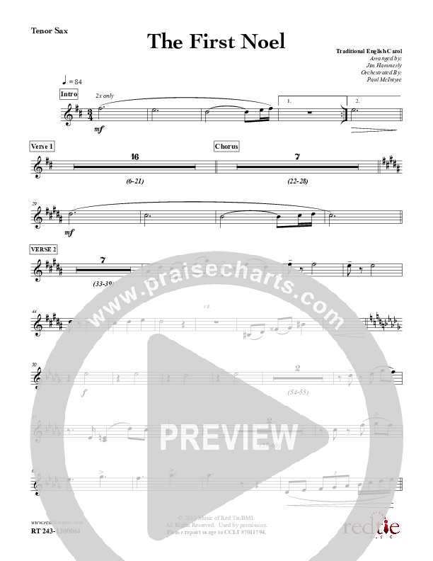 The First Noel Tenor Sax 2 (Red Tie Music)