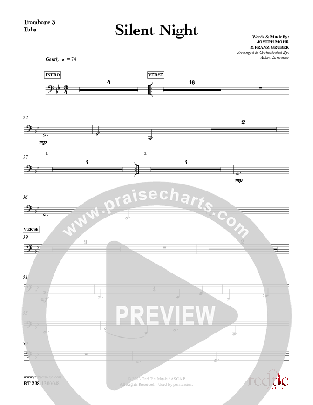Silent Night Trombone 3/Tuba (Red Tie Music)