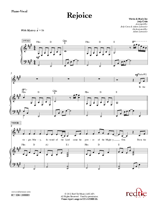 Rejoice Lead & Piano (Red Tie Music)