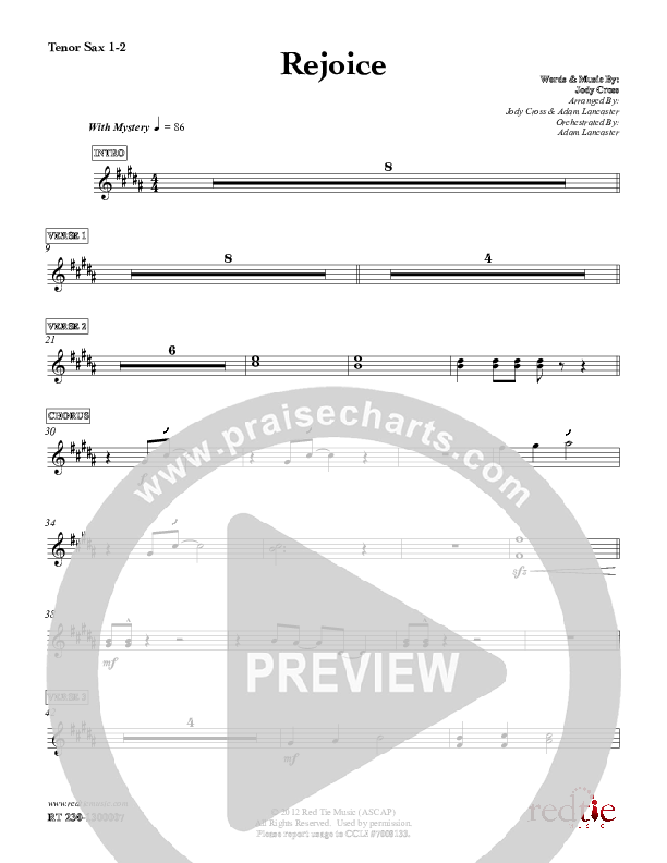 Rejoice Tenor Sax 1/2 (Red Tie Music)