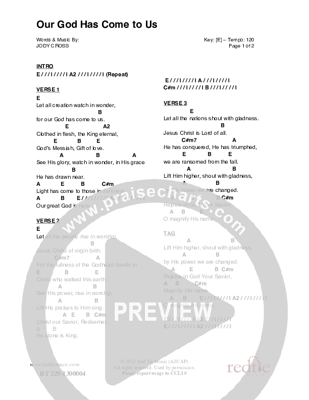 Our God Has Come To Us Chords & Lyrics (Red Tie Music)