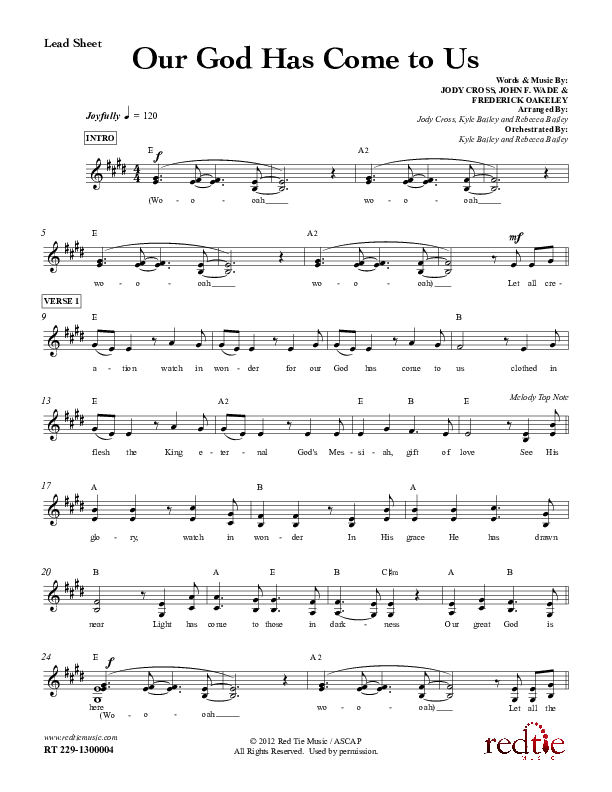 Our God Has Come To Us Lead Sheet (Red Tie Music)
