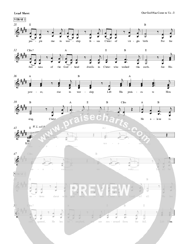 Our God Has Come To Us Lead Sheet (Red Tie Music)