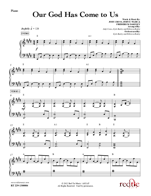 Our God Has Come To Us Piano Sheet (Red Tie Music)