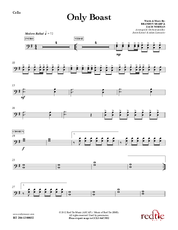 Only Boast Cello (Red Tie Music)