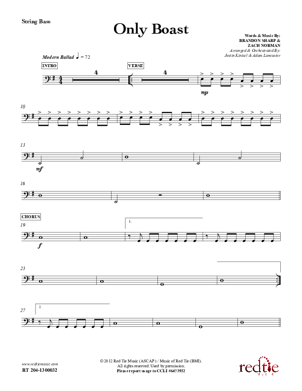 Only Boast Double Bass (Red Tie Music)