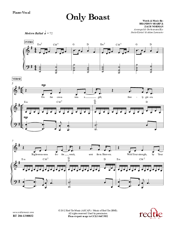 Only Boast Piano/Vocal & Lead (Red Tie Music)