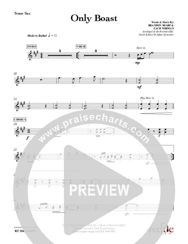 Only Boast Tenor Sax 2 (Red Tie Music)