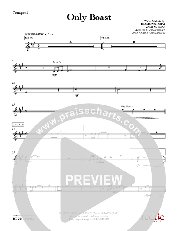 Only Boast Trumpet 1 (Red Tie Music)