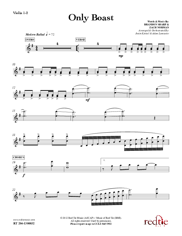 Only Boast Violin 1/2 (Red Tie Music)